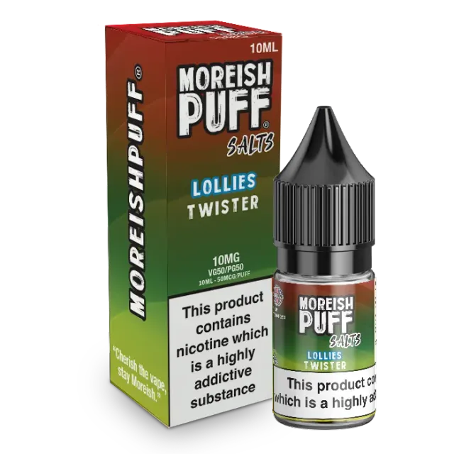 Moreish Puff Lollies Twister e-væske 10ml jordbær-sitrus