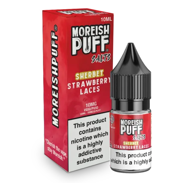 Moreish Puff Strawberry Laces Sherbet 10ml nikotinsalt e-væske 10mg