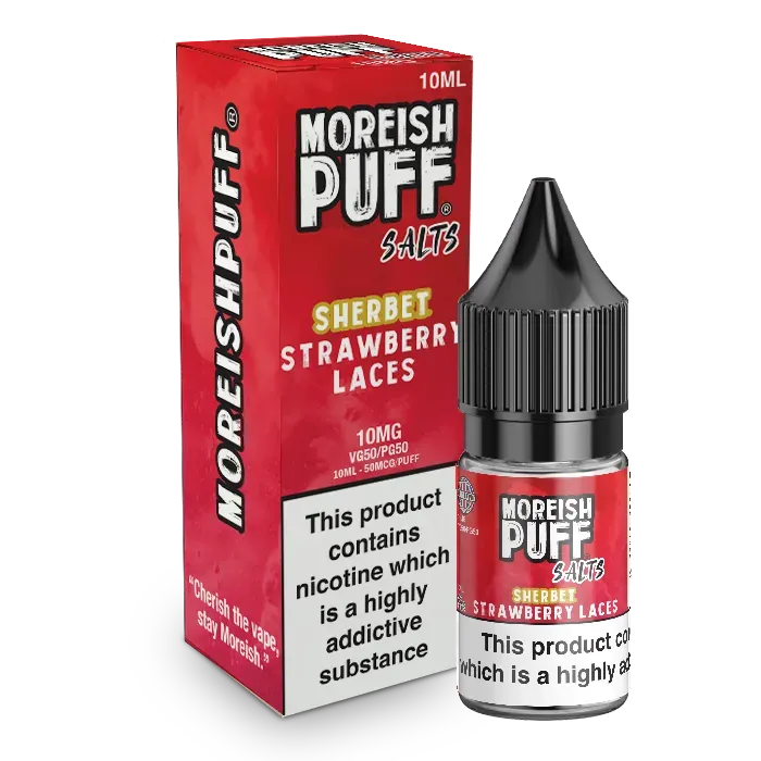 Moreish Puff Strawberry Laces Sherbet 10ml nikotinsalt e-væske 10mg