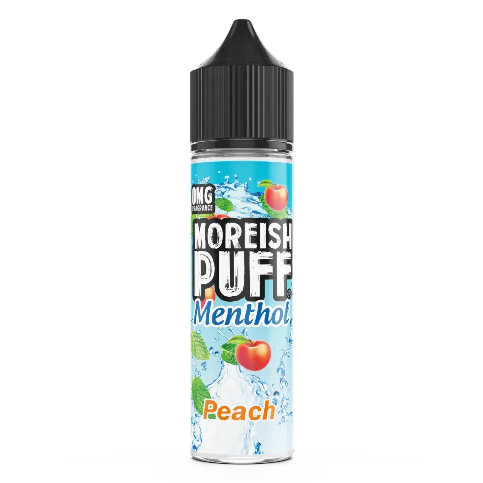 Moreish Puff Peach Menthol shortfill e-væske 50ml fersken