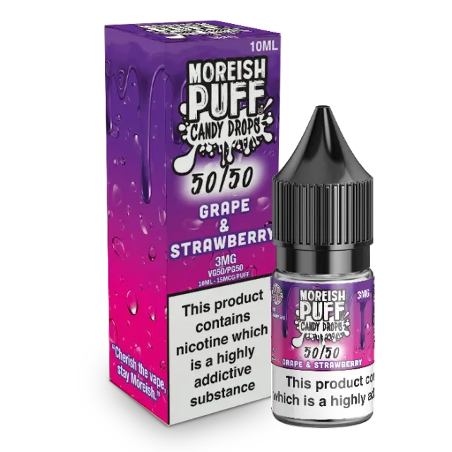 Moreish Puff Candy Drops e-væske 10ml 12mg drue jordbær