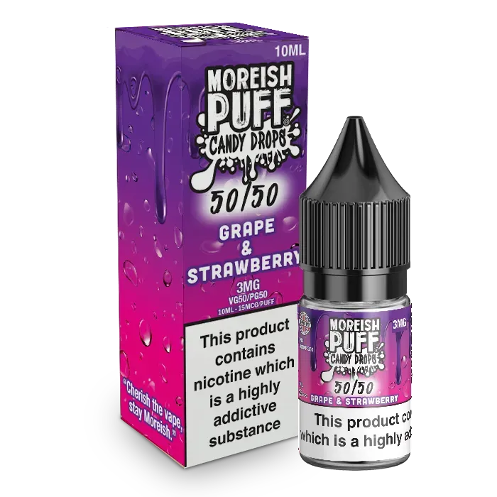 Moreish Puff Candy Drops e-væske 10ml 12mg drue jordbær