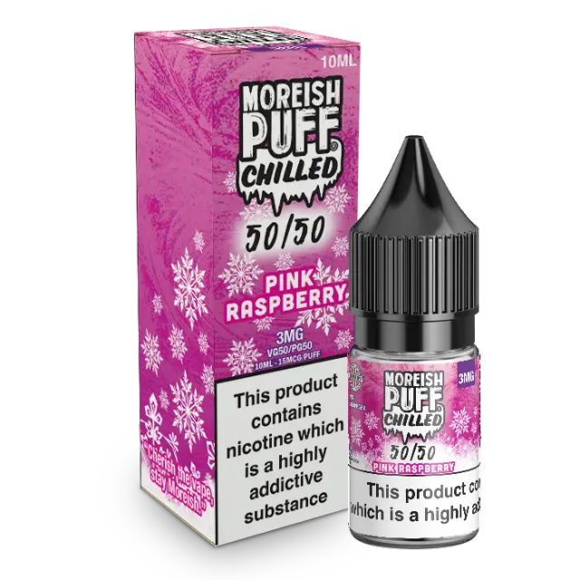 Moreish Puff Pink Raspberry 50/50 e-væske 10ml 12mg bringebær