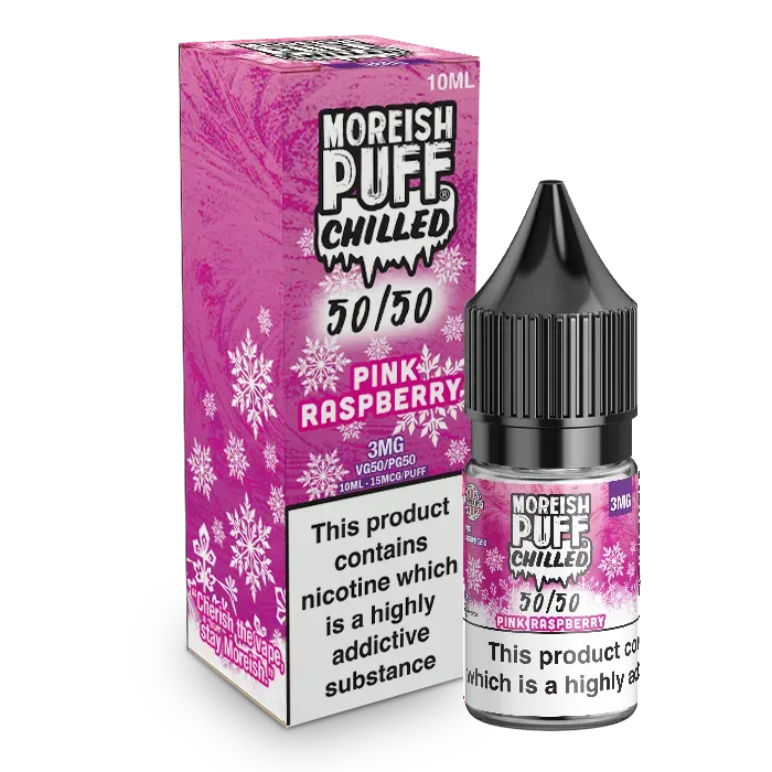Moreish Puff Pink Raspberry 50/50 e-væske 10ml 12mg bringebær