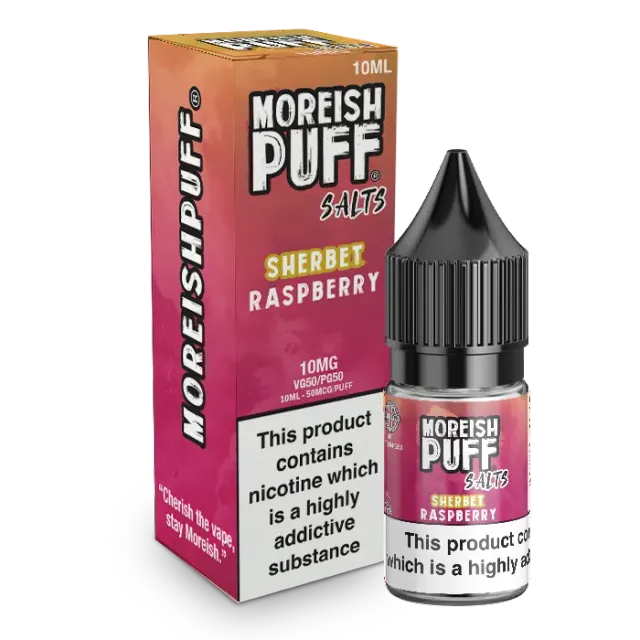 Moreish Puff Raspberry Sherbet nic salt 10ml bringebær