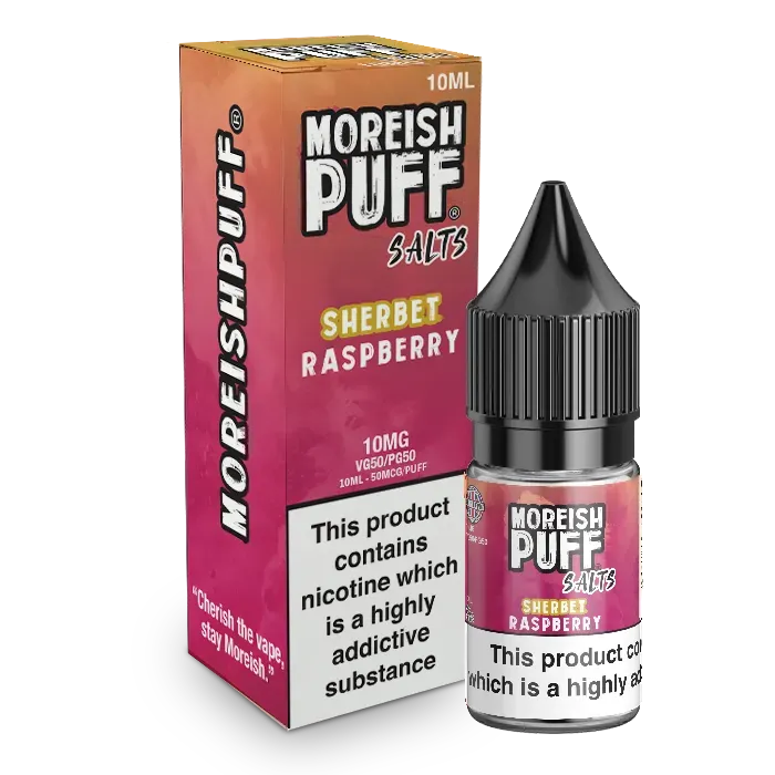 Moreish Puff Raspberry Sherbet nic salt 10ml bringebær