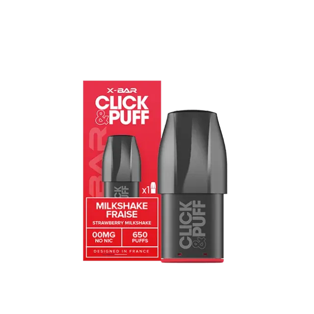X-Bar Click & Puff Milkshake Fraise pod 2ml jordbær