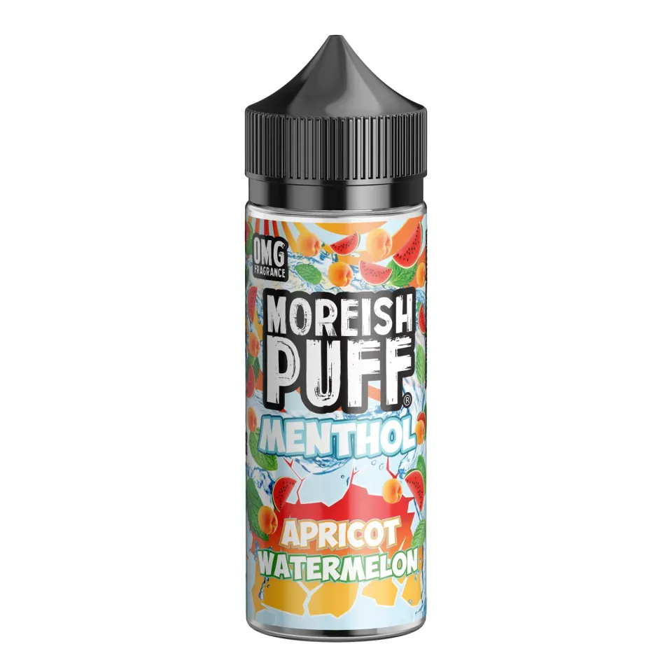 Moreish Puff Menthol Apricot & Watermelon e-væske 100ml iskald