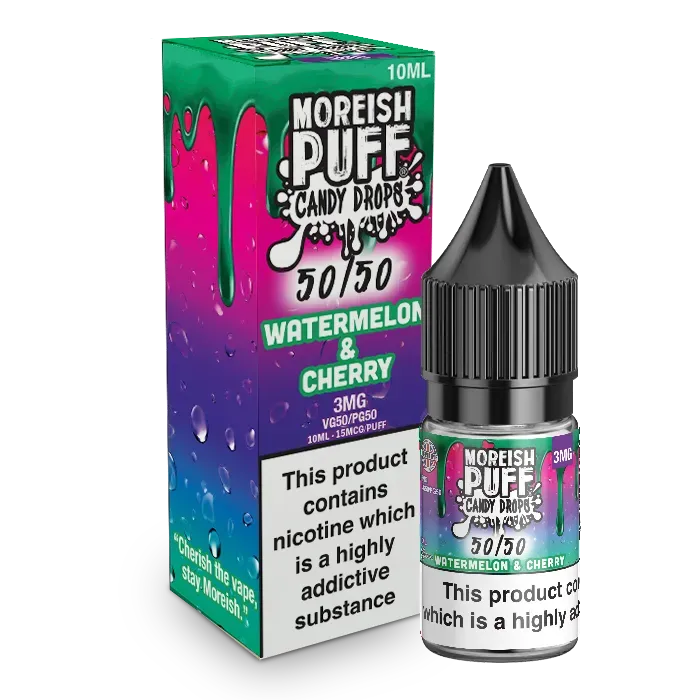Moreish Puff Candy Drops e-væske 10ml 12mg vannmelon kirsebær