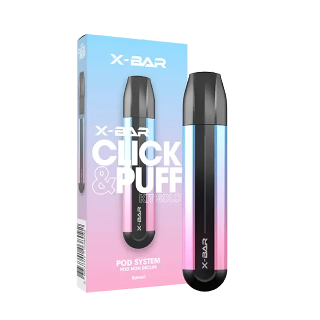 X-Bar Click & Puff Solo Sunset startkit sort enhet