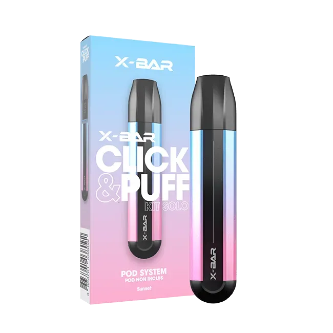 X-Bar Click & Puff Solo Sunset startkit sort enhet