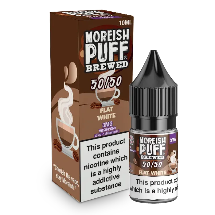 Moreish Puff Brewed Flat White e-væske 10ml 3mg kaffe