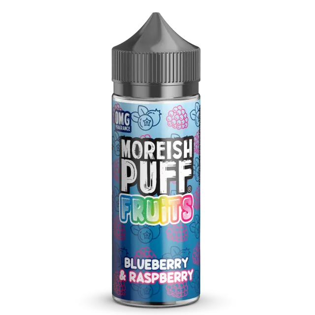 Moreish Puff Fruits shortfill e-juice 100ml blåbær bringebær