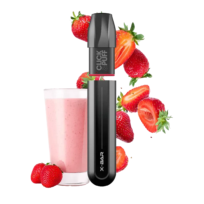 X-Bar Click & Puff kit pod-kit jordbær milkshake 20mg